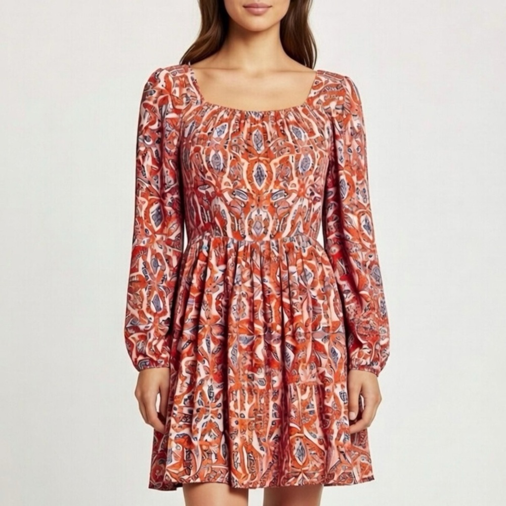 ASOS Patterned‎ Flowy Mini Dress Size 4 petite C19